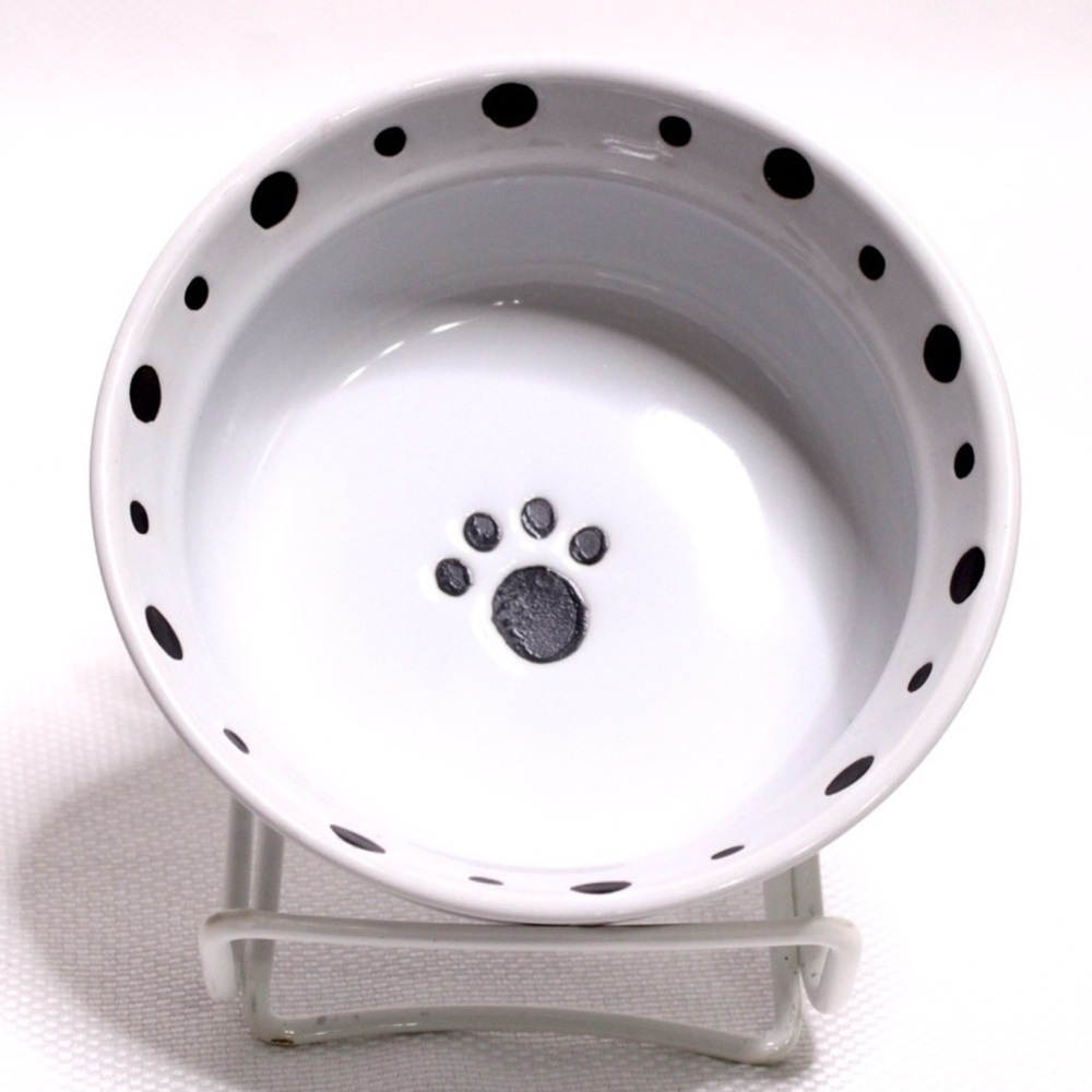 Pet Bowls Signature Paws  5” White-Gray Bowl New